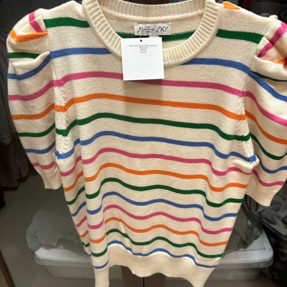 She + Sky Striped Knit Sweater